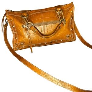 A. Gianetti Genuine Leather Caramel / Cognac Satchel Purse with Shoulder Strap